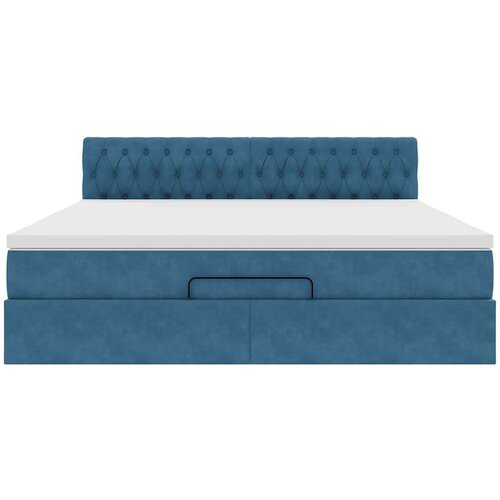 VidaXL otomanski krevet s madracem tamnoplavi 180x200 cm bar&amp;scaron;unasti Slike