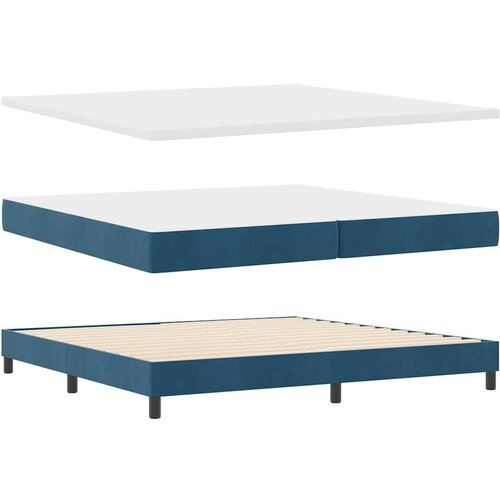 LED Box Spring Krevet Tamno plava 200 x 200 cm Bar&amp;scaron;un Slike