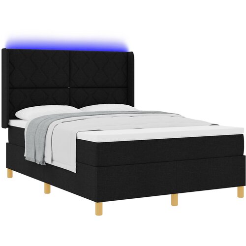 vidaXL Box Spring postelja z vzmetnico in LED črna 140x190 cm tkanina, (22049046) Cene