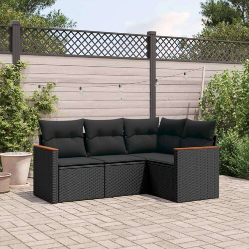  4-dijelni set vrtnih sofa od poliratana s jastucima crni Cijene
