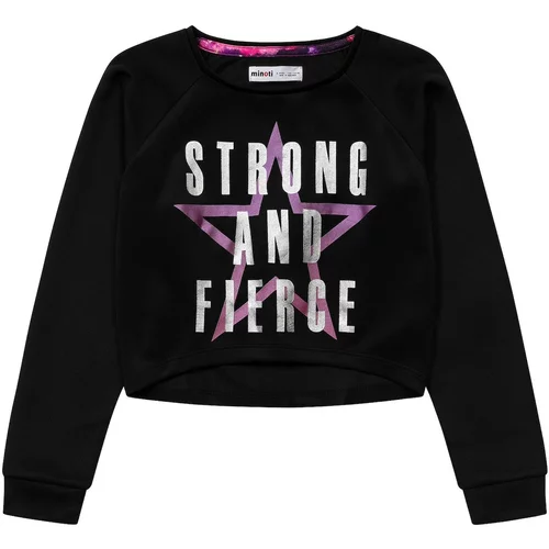 MINOTI Sweater majica roza / crna / srebro