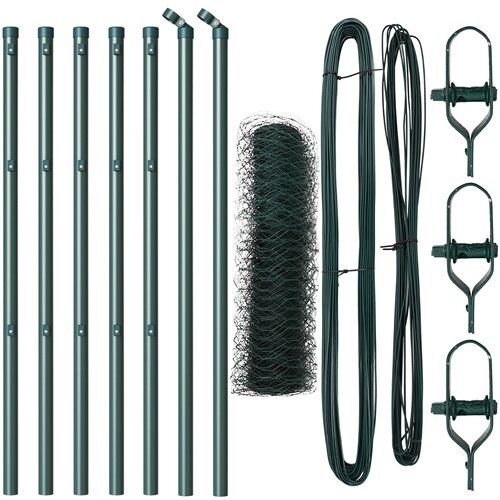 VidaXL Heksagonalna ograja Zelena 0.4x10 m Jeklo, Ograje 7 kosov Zelena &amp;Oslash;32 mm 80 cm Galvanizirano jeklo Slike