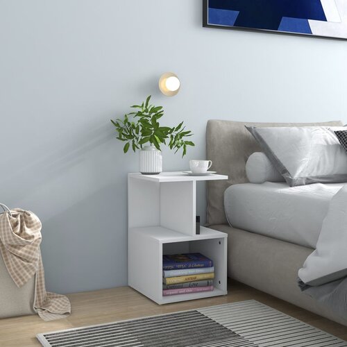 VidaXL Nočna omarica bela 35x35x55 cm iverna plo&amp;scaron;ča Slike