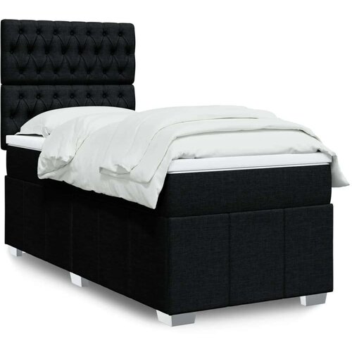 vidaXL Box spring postelja z vzmetnico črna 90x200 cm blago Cene