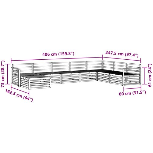  Set vanjskih sofa 8 kom. Prirodna Čvrsto drvo akacije Slike