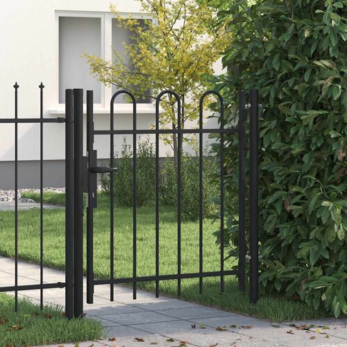  Vrata za ogradu BOXTEL jednokrilna vrata s lučnim vrhom čelik 1x1 m crna Slike