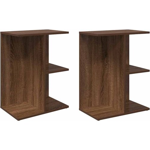 Maison Chic Dvo delni komplet Nočne omarice - Nočne mize rjavi hrast 46,5x29x61 cm inženirski les, (21687863) Slike