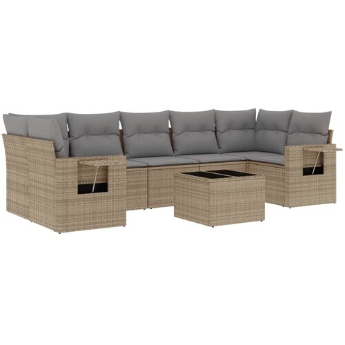  8-dijelni set vrtnih sofa od poliratana s jastucima bež Slike
