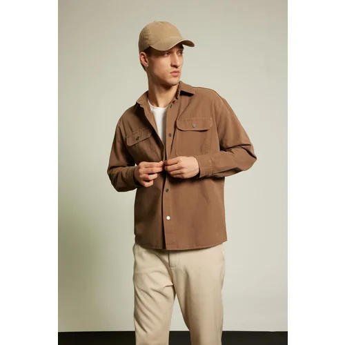 Defacto Relax Fit Polo Neck Canvas Shirt