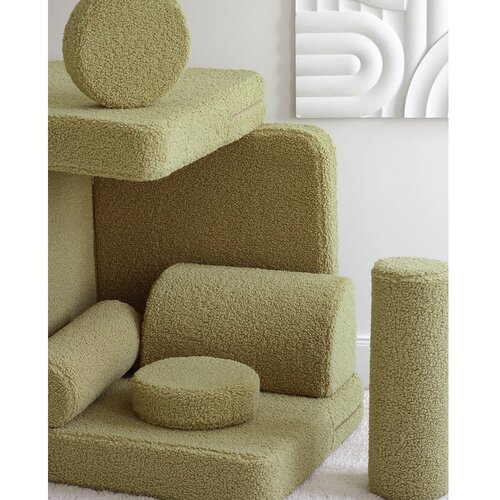 Wigiwama Zelena otro&amp;scaron;ka sedežna garnitura iz tkanine boucl&amp;eacute; 132 cm Settee &amp;ndash; Slike
