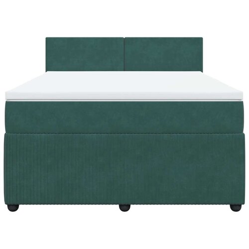 VidaXL Krevet s oprugama i madracem tamnozeleni 140x190 cm bar&amp;scaron;unasti Slike