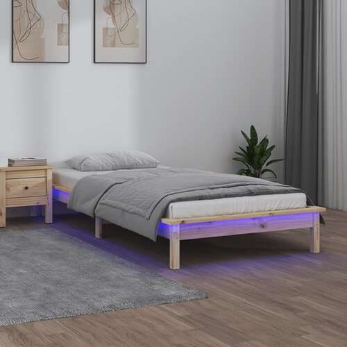  LED okvir kreveta 90 x 190 cm mali od masivnog drva Cijene