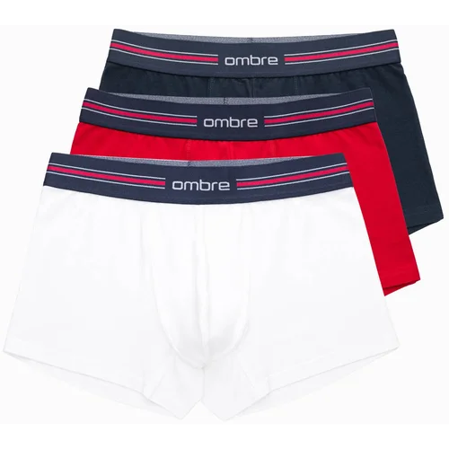 Ombre Classic fit men's boxer shorts with striped elastic band - 3 pack mix OM-UNBO