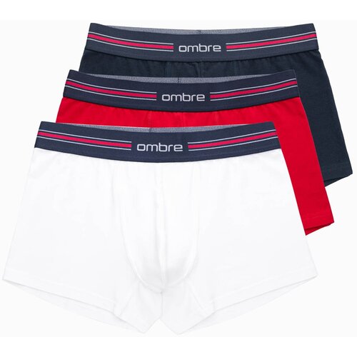 Ombre Classic fit men&amp;#039;s boxer shorts with striped elastic band - 3 pack mix OM-UNBO Slike