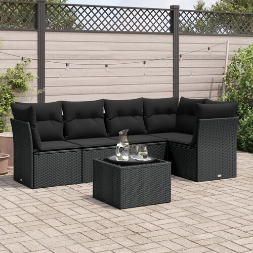  6-dijelni set vrtnih sofa s jastucima crni od poliratana Crna 234 x 124 x 69 cm Cene