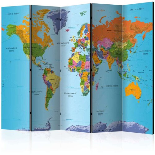  Paravan u 5 dijelova - Colourful Geography [Room Dividers] 225x172 Slike