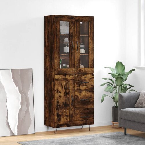 vidaXL Visoka komoda dimljeni hrast 69 5x34x180 cm konstruiranog drva Cijene