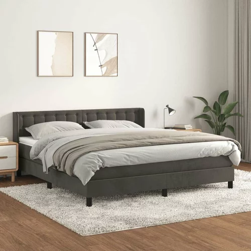  Box spring postelja z vzmetnico temno siva 160x200 cm žamet, (20790224)