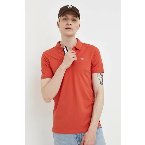 Tommy Jeans Pamučna polo majica boja: narančasta, glatki model