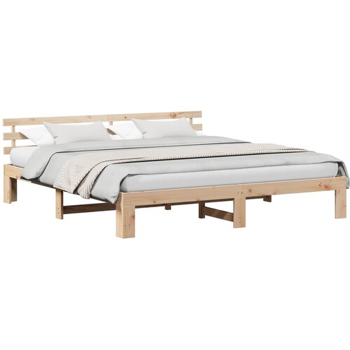  Krevetna konstrukcija Prirodna 200 x 200 cm Čvrsto borovo drvo Slike