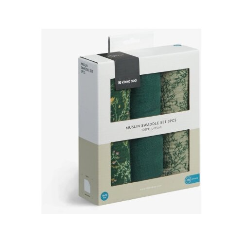 Kikka Boo Pelene od muslina set 3 pcs 75x75 Secret Garden Green ( KKB12103 ) Slike