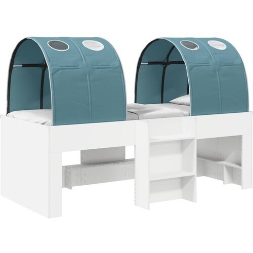 vidaXL visoka postelja, 120 kg, inženirski les, belo-modra, 3423558 Cene