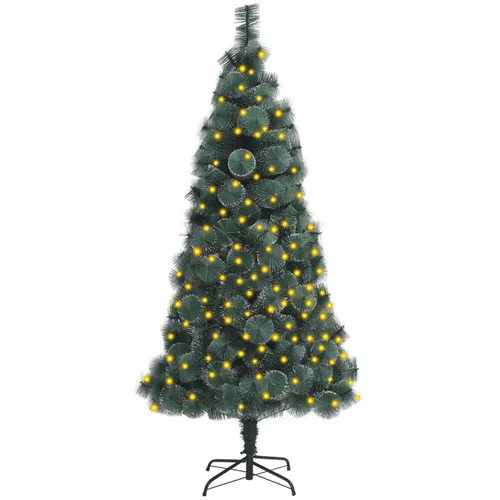 vidaXL umjetno božićno drvce LED lampice i stalak zeleno 150 cm PET