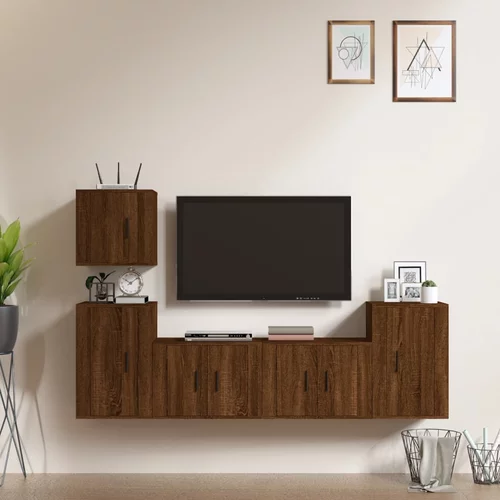 vidaXL 5-dijelni set TV ormarića boja smeđeg hrasta konstruirano drvo