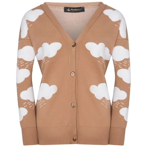 Dewberry Z3009 LADY CLOUD DETAIL CARDIGAN - OUTDOOR CAMEL