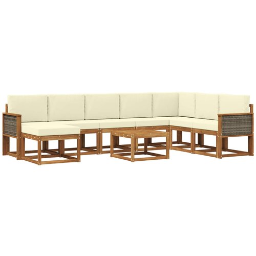vidaXL Zunanja garnitura za sedenje z blazino 9 pcs Naravna in smetana, (5000281096) Cene