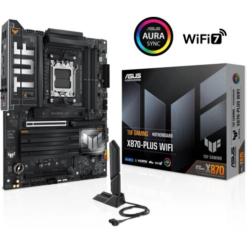 Asus TUF GAMING X870-PLUS WIFI, DDR5, SATA3, USB3.2Gen2x2, DP, 2.5GbE, WiFi 7, AM5 ATX Slike