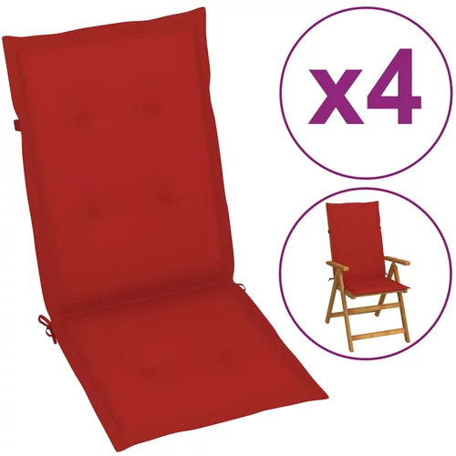  Jastuci za Vrtne Stolice 4 kom Crveni 120x50x3 cm