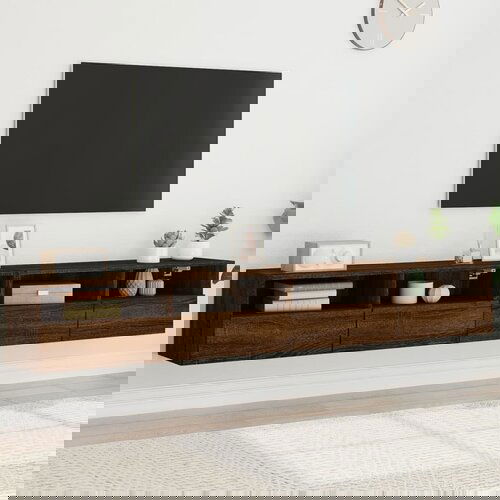 VidaXL Stenske TV omarice rjavi hrast 100x30x30 cm inženirski les Slike