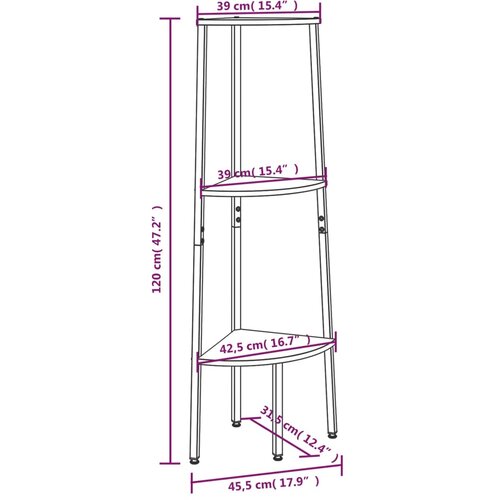  Kutne police s 3 razine svjetlosmeđe-crne 45,5 x 31,5 x 120 cm Slike