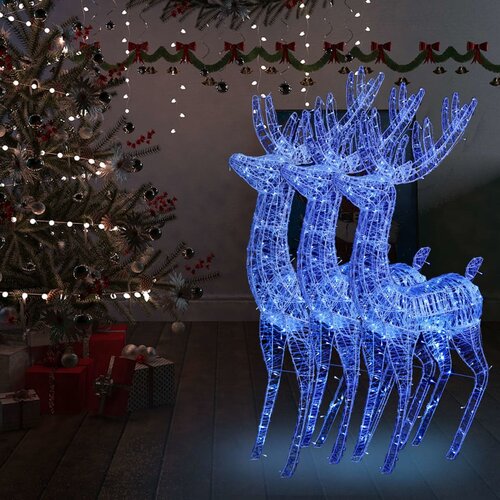 vidaXL XXL severni jeleni iz akrila 250 LED 3 kosi 180 cm modri Cene