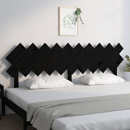  Uzglavlje za krevet Crno 196x3x80,5 cm od masivne borovine Slike