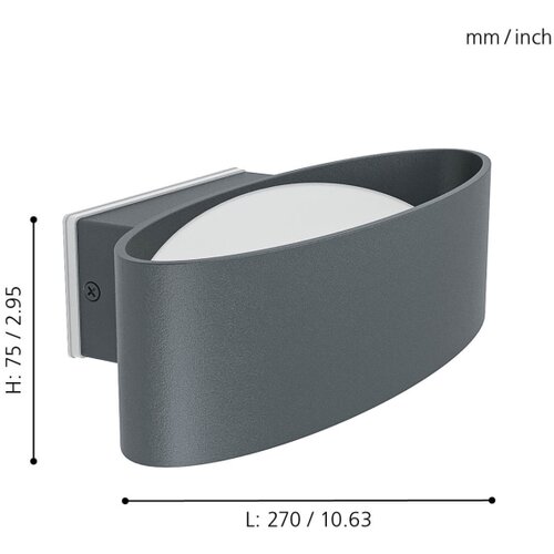 Eglo Chinoa vanjska zidna/1, led, 10w, 1100lm, ip44, aluminij/čelik/plastika/antracit Slike