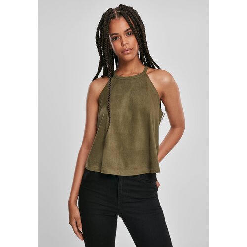 UC Curvy Ladies Peached Rib Neckholder Tank Olive Slike