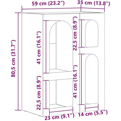  Kreveta Umjetnički hrast 59 x 35 x 80.5 cm Konstruirano drvo Slike