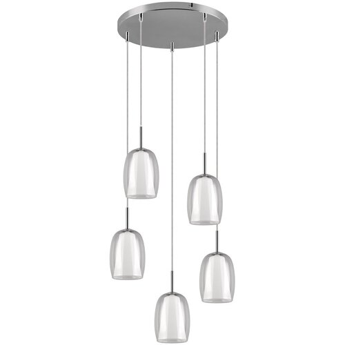 Trio Select Viseča svetilka v srebrni barvi s steklenim senčnikom &amp;oslash; 48 cm Barret &amp;ndash; Slike