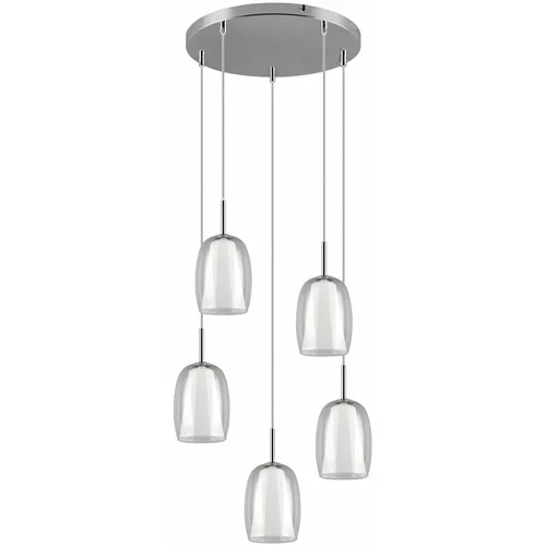 Trio Select Viseča svetilka v srebrni barvi s steklenim senčnikom ø 48 cm Barret –