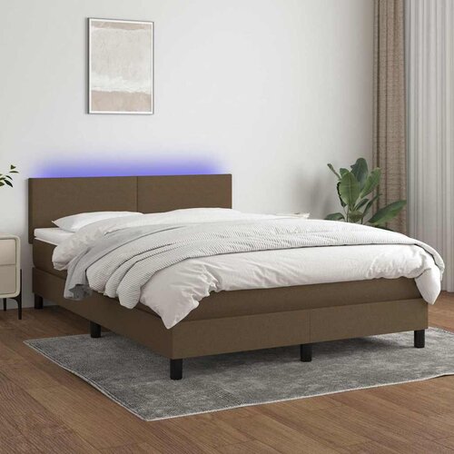  box spring s madracem LED tamnosmeđi 140x190 cm tkanina Cene