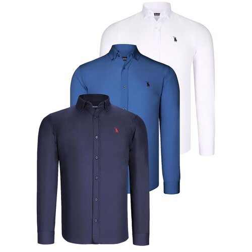 Dewberry TRIPLE SET G725 MENS SHIRT-NAVY BLUE-WHITE-INDIGO Cijene