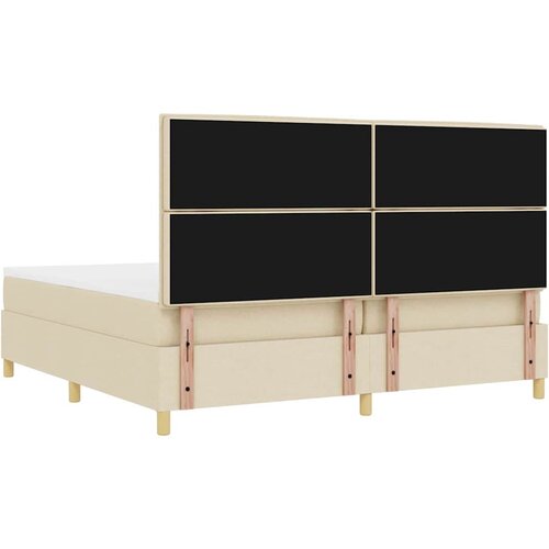  LED Box Spring Krevet s madracem Krema 200 x 200 cm tkanina Slike