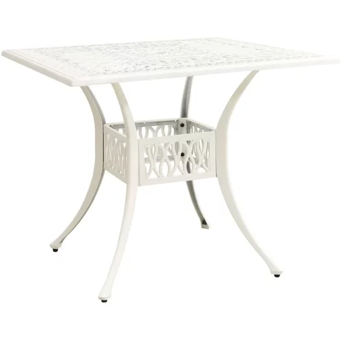  Vrtna miza bela 90x90x73 cm liti aluminij