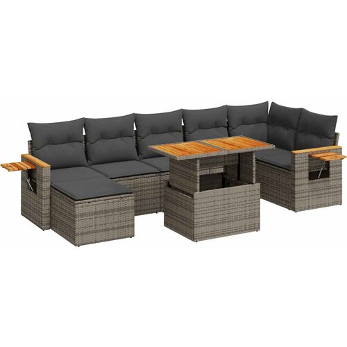 Maison Chic Seti vrtnega pohištva - Vrtna garnitura - Vrtni pohištvo set z blazinami 8-delna siv ratan/akacija, (21806069) Cene