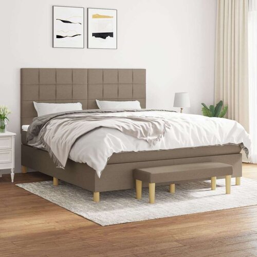  Box spring postelja z vzmetnico taupe 160x200 cm blago, (20895123) Slike