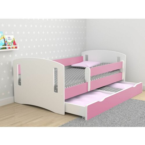 Classic drveni dečiji krevet 2 sa fiokom - rozi - 160x80 cm Cene