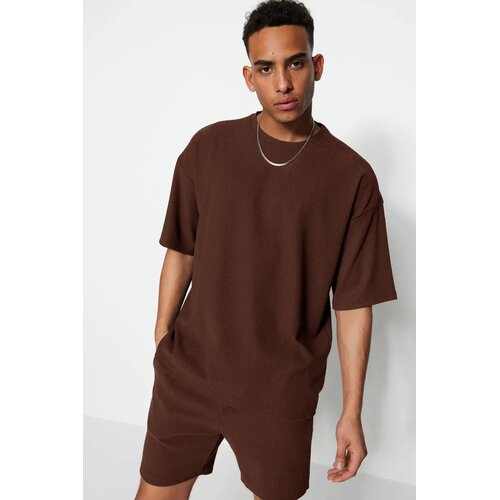 Trendyol Muška majica Tmnss23Ts00081, Braon Cene