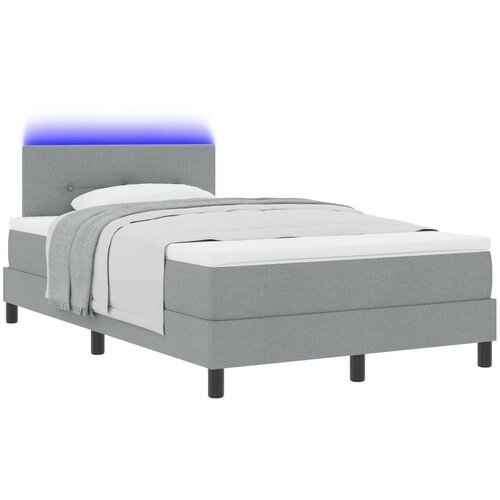 VidaXL Postelja z vzmetnico in LED svetlo siva 120x190 cm tkanina Slike
